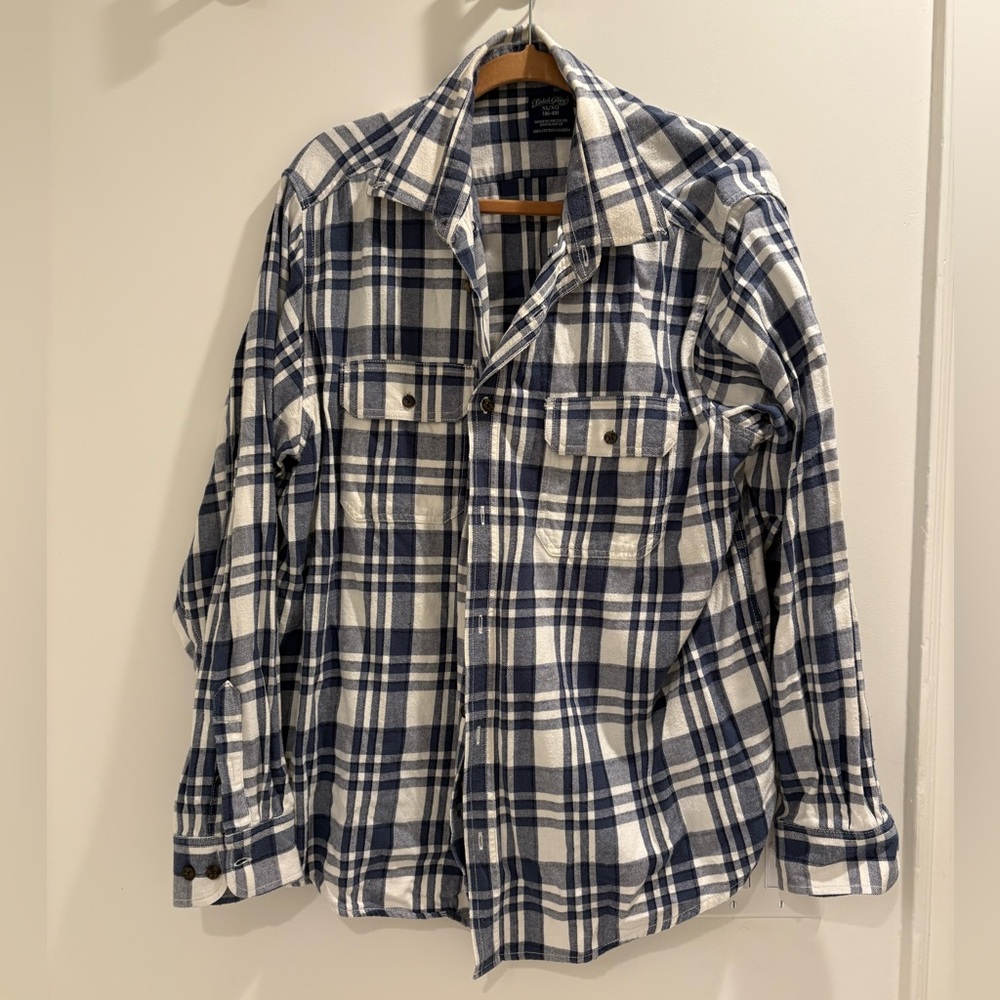 Men’s Faded Glory XL flannel button down white/navy